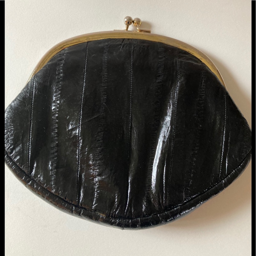 VTG Black Eel Skin Snap Bag.